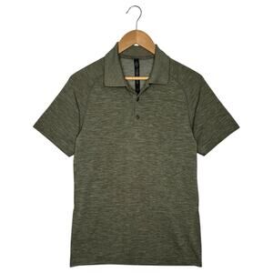 Lululemon Shirt Mens S Metal Vent Polo Henley Short Sleeve Heather Green